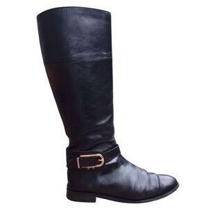 Burberry Black Leather Tall Vintage Adelaide Boots